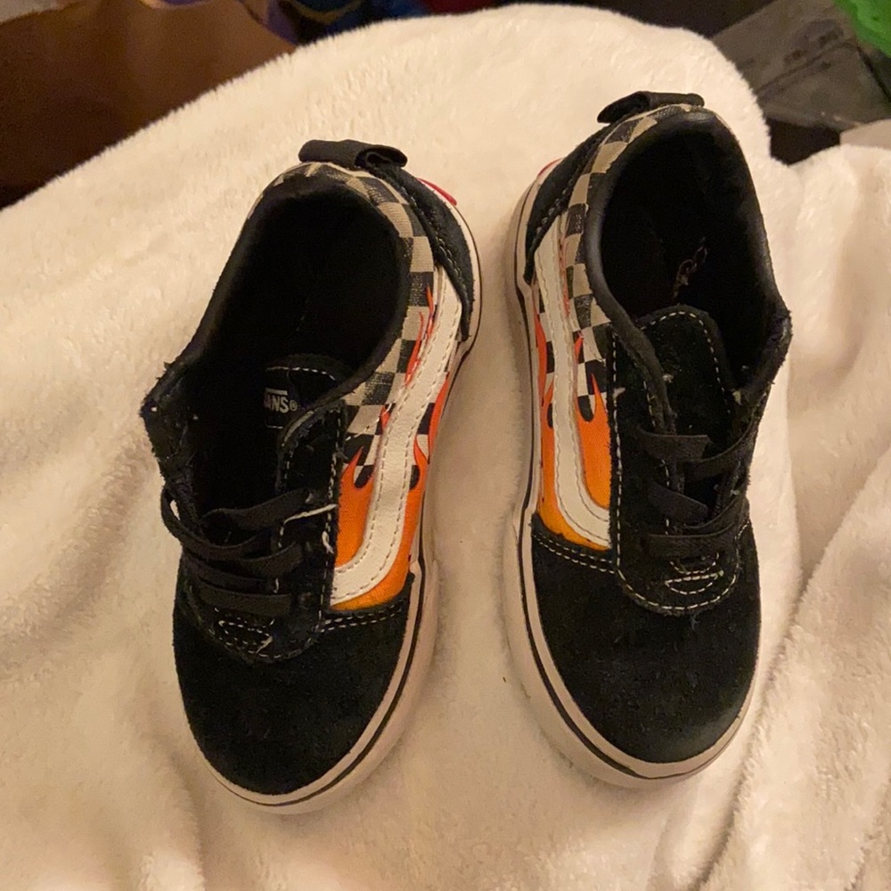Flame vans toddler slip on sneakers